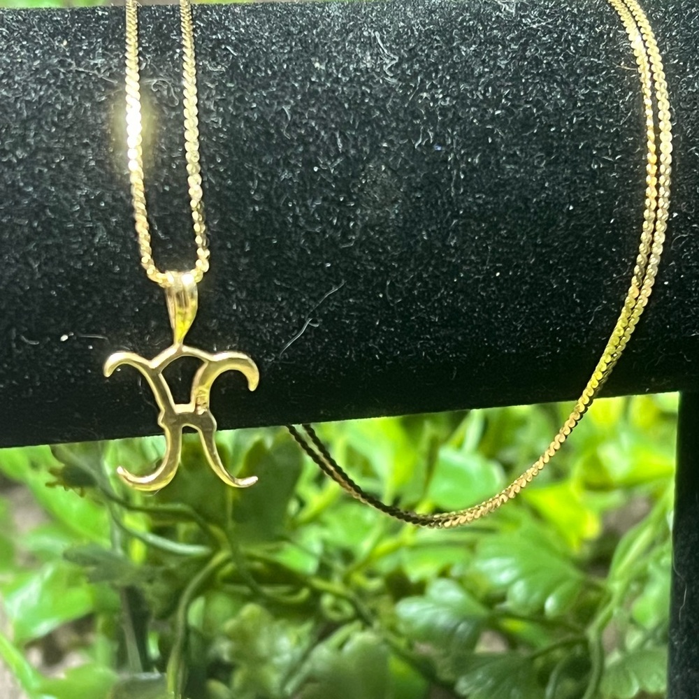 14k “H” Initial Necklace, Solid Gold - image 2
